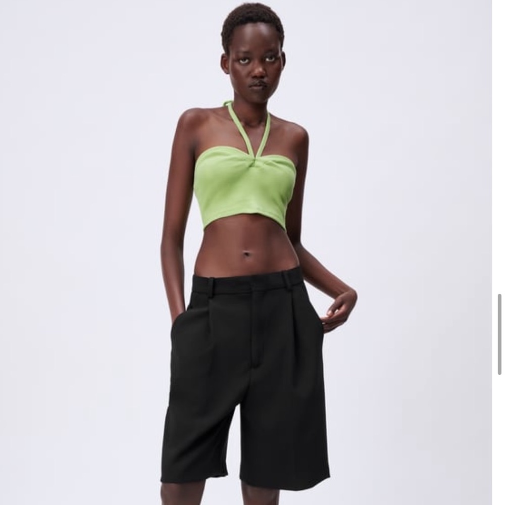 Zara Sweetheart Neck Top, Light Green